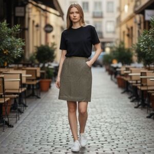 Brooks Brothers Wool & Silk Pencil Skirt, Brown Herringbone, Size 10  NWT